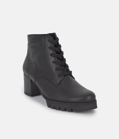 Semler Luxurious Black Leather Block Heel Ankle Boots