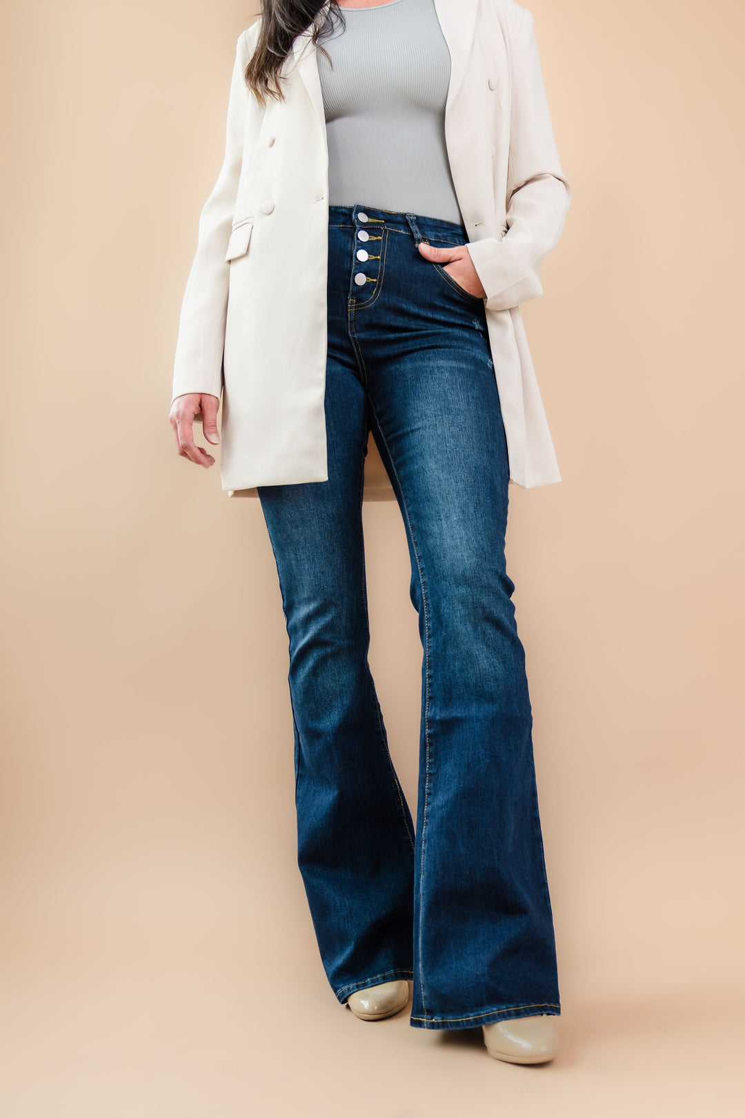 Tall Skyline Button Fly Flare Jeans