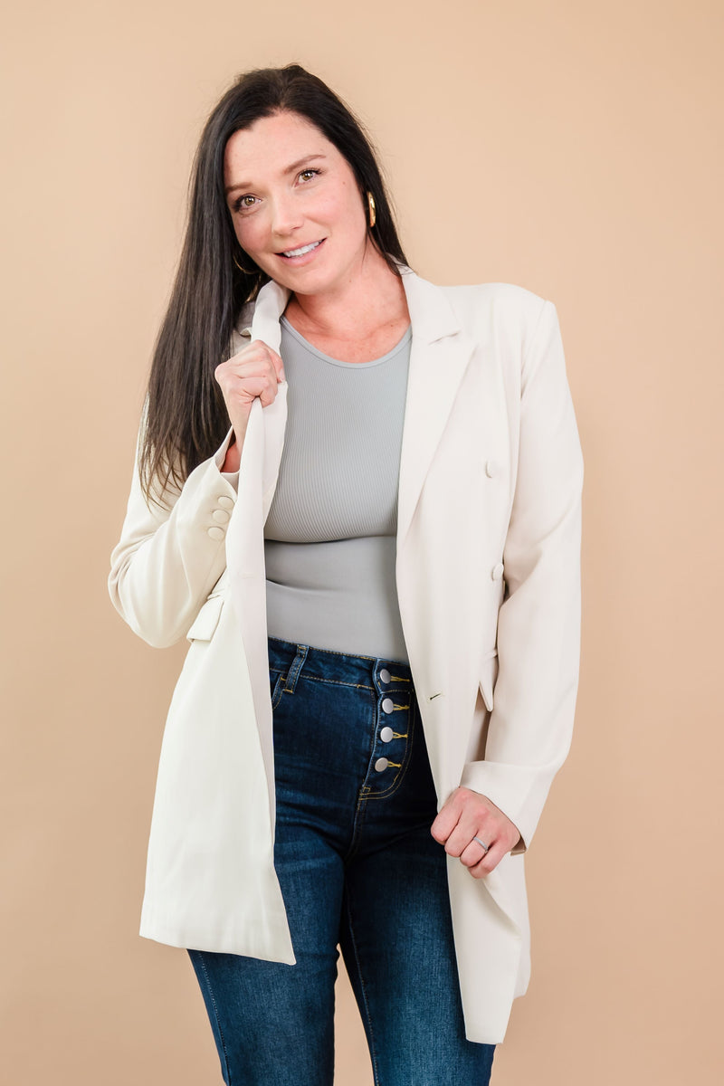 The Jen Oversized Tall Blazer (Eggshell)