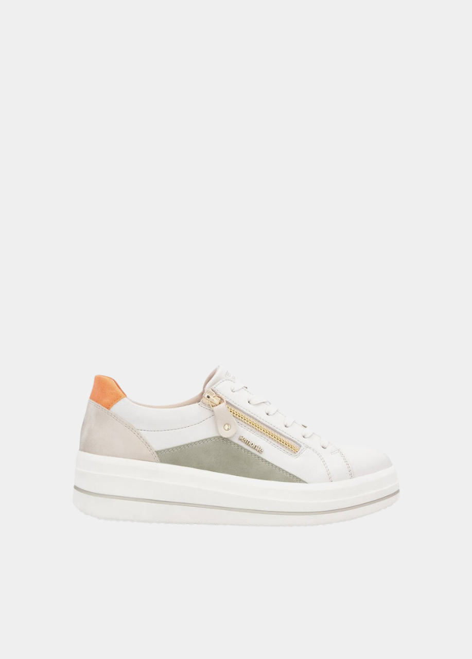 Remonte Pretty White/Orange Combi Wedge Sneaker