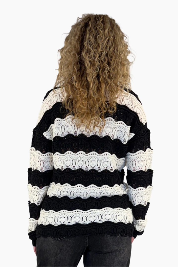 Swirl Stripe Crochet Sweater