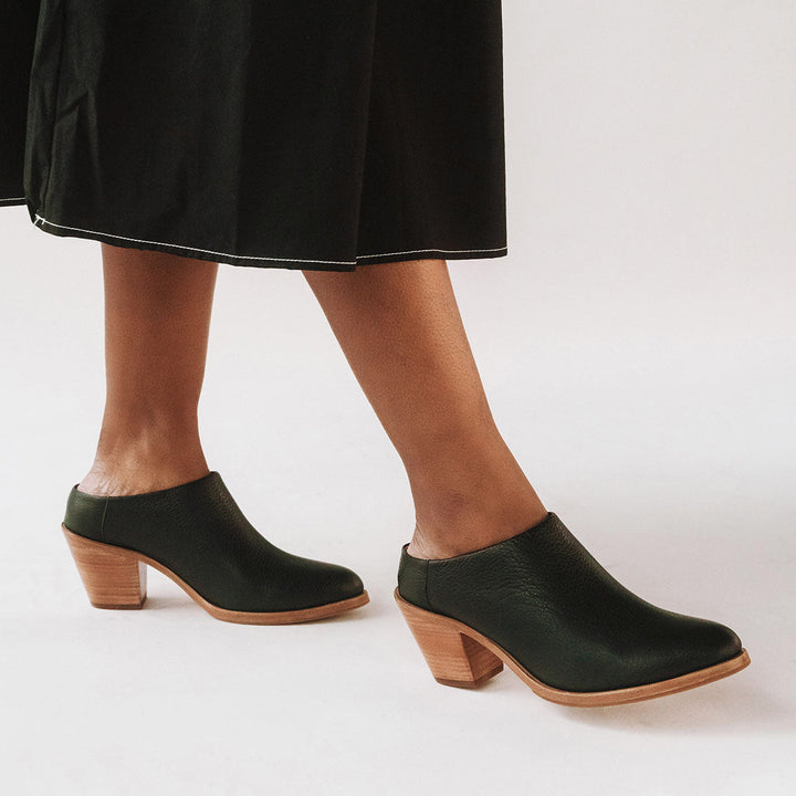 The Heeled Mule Black Pebble