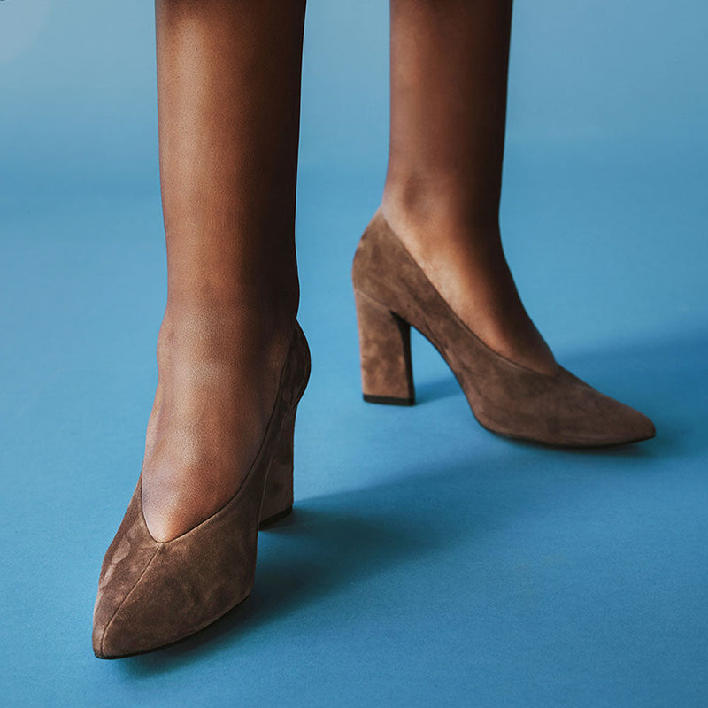 The Valencia Pump Ash Brown Suede