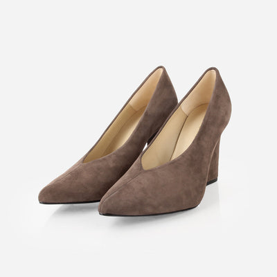 The Valencia Pump Ash Brown Suede