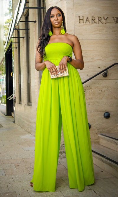 Venice Wide Leg Jumpsuit - Lime