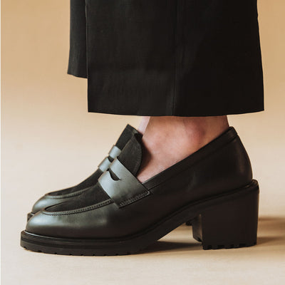 The Verona Heeled Loafer Black