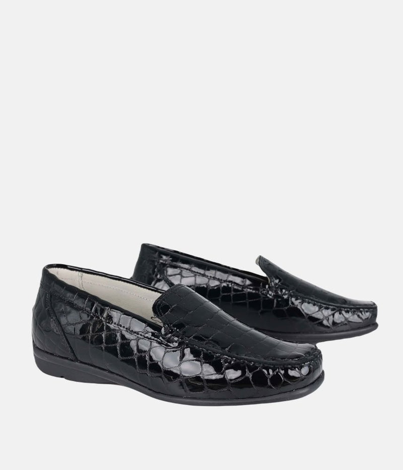 Waldlaufer Stylish Black Leather Wide Fitting Loafers