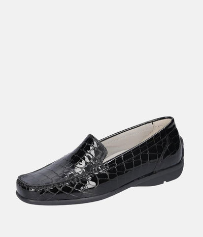 Waldlaufer Stylish Black Leather Wide Fitting Loafers