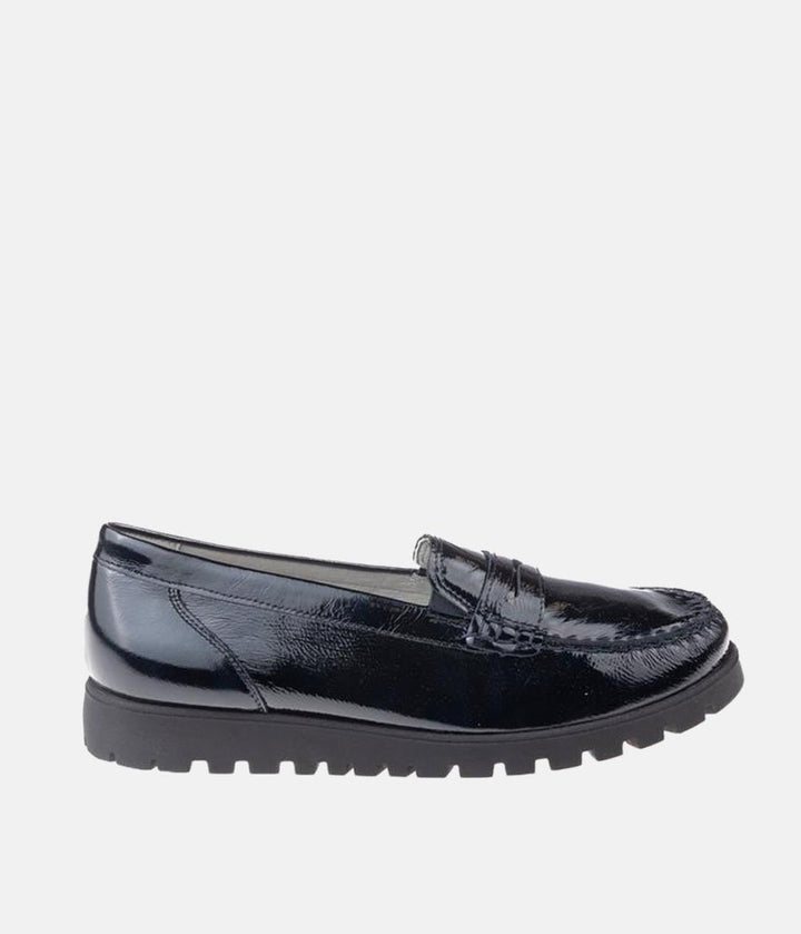 Waldlaufer Trendy Black Patent Wide Fitting Loafers