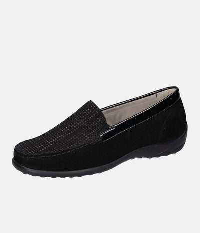 Waldlaufer Plush Black Suede Loafers