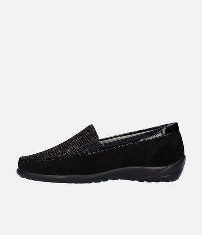 Waldlaufer Plush Black Suede Loafers