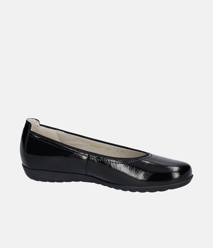 Waldlaufer Stylish Black Patent Wide Fit Ballerinas