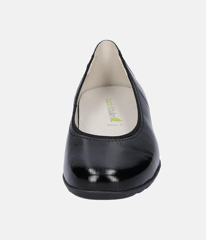 Waldlaufer Stylish Black Patent Wide Fit Ballerinas