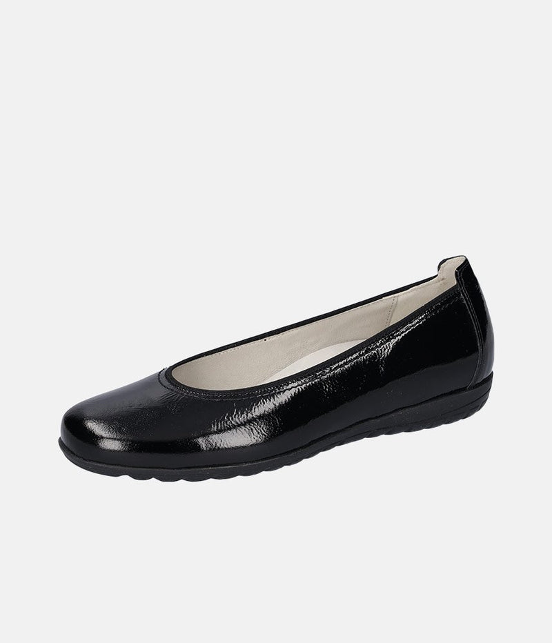 Waldlaufer Stylish Black Patent Wide Fit Ballerinas