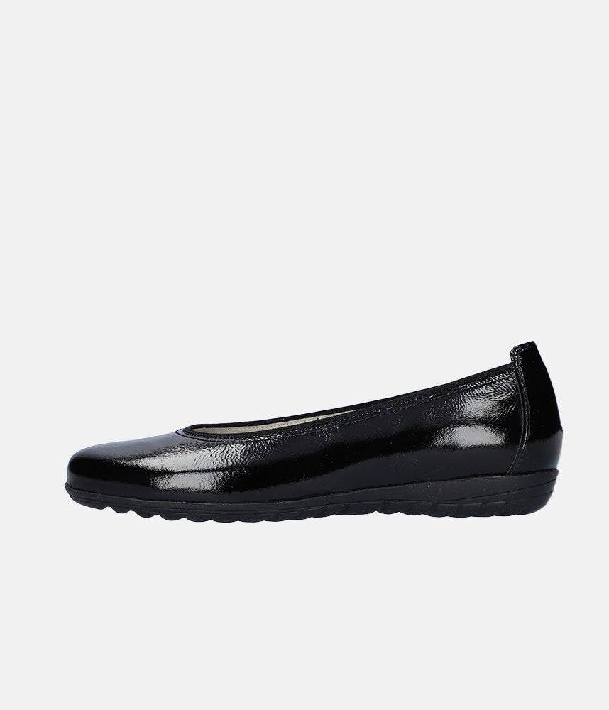 Waldlaufer Stylish Black Patent Wide Fit Ballerinas