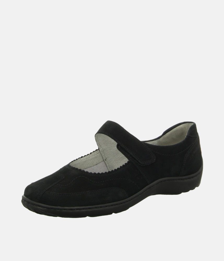 Waldlaufer Stylish Black Suede Mary Jane Shoes