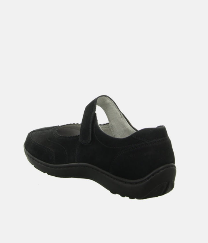 Waldlaufer Stylish Black Suede Mary Jane Shoes