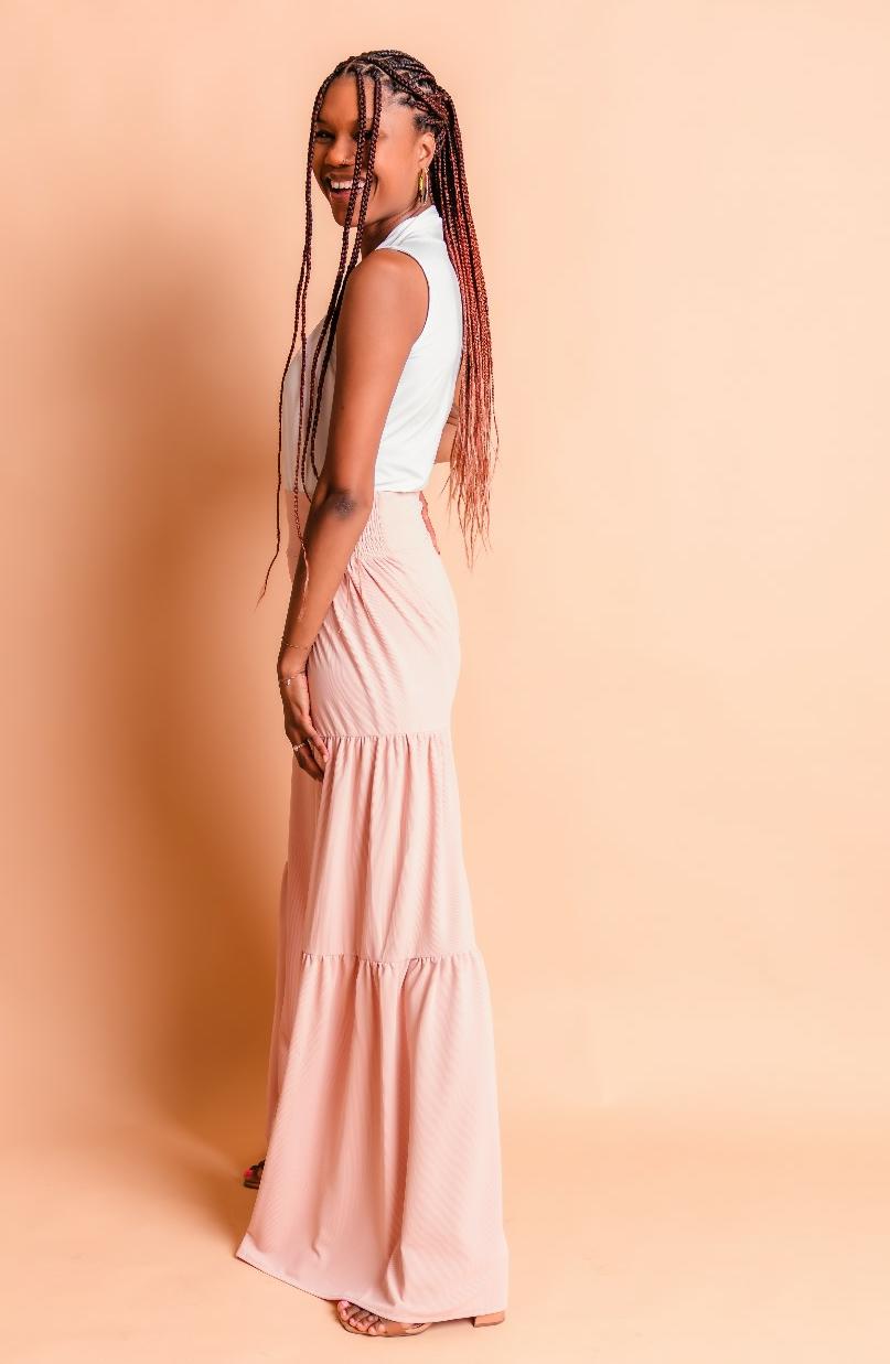 Tall Ribbed Tiered Palazzo Pants