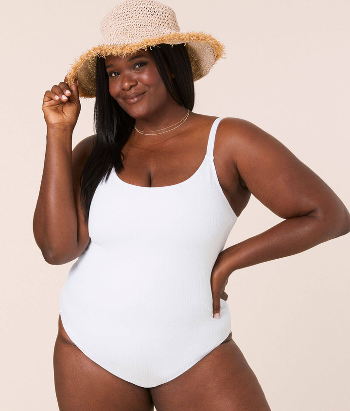 The Amalfi One Piece - Ribbed - White - Long Torso