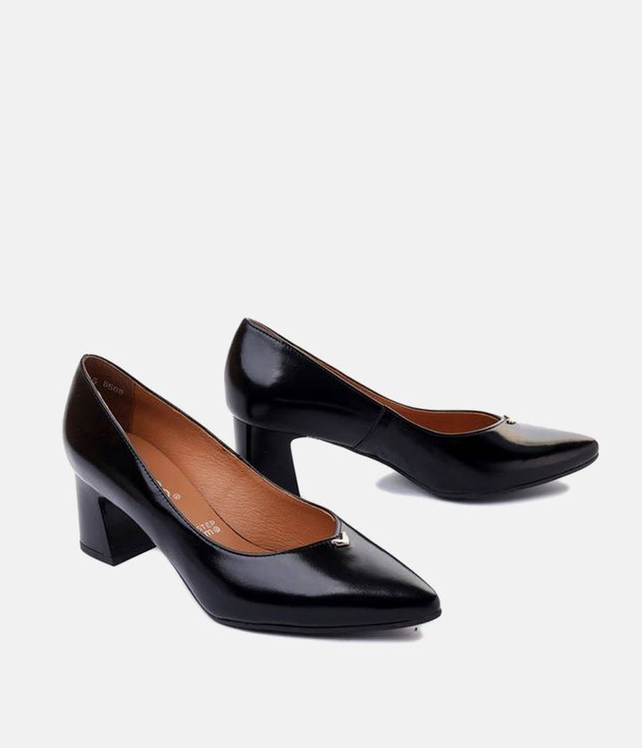 Bioeco Classic Black Patent Block Heel Shoes