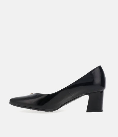 Bioeco Classic Black Patent Block Heel Shoes