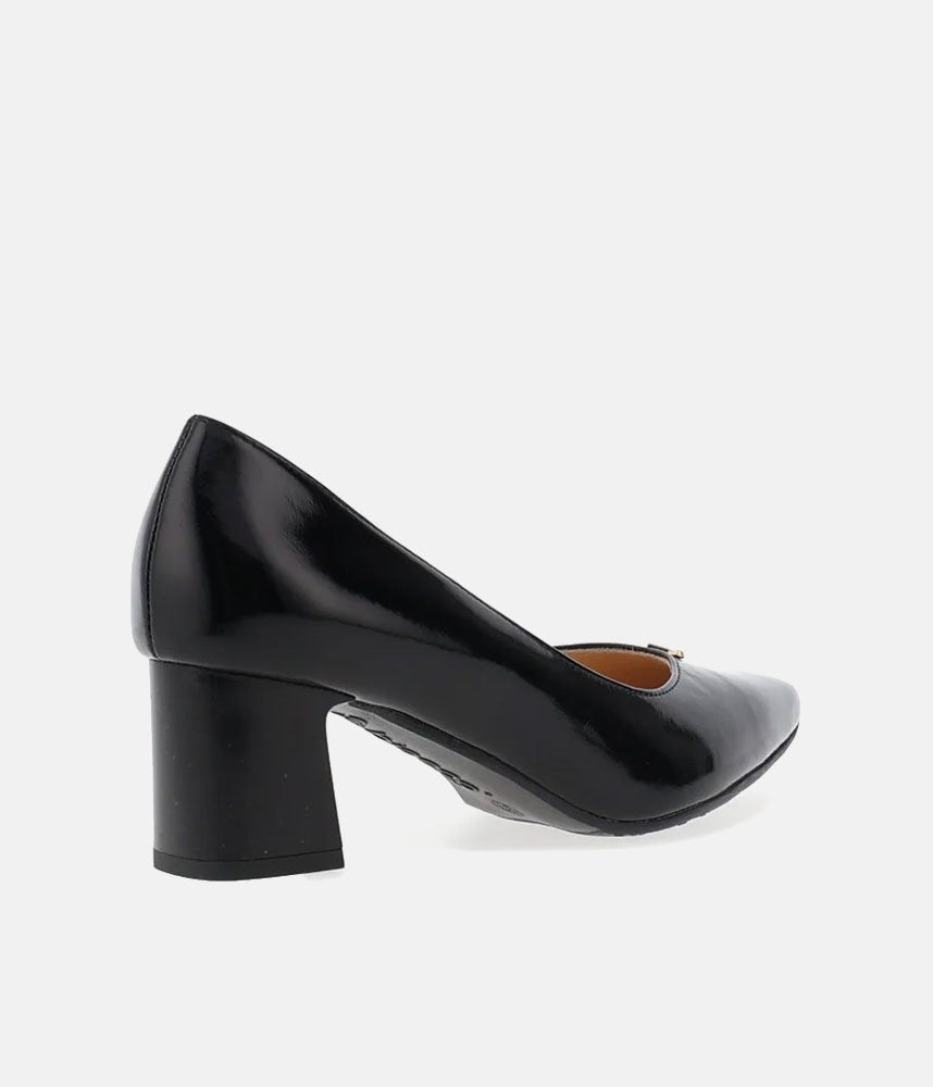 Bioeco Classic Black Patent Block Heel Shoes