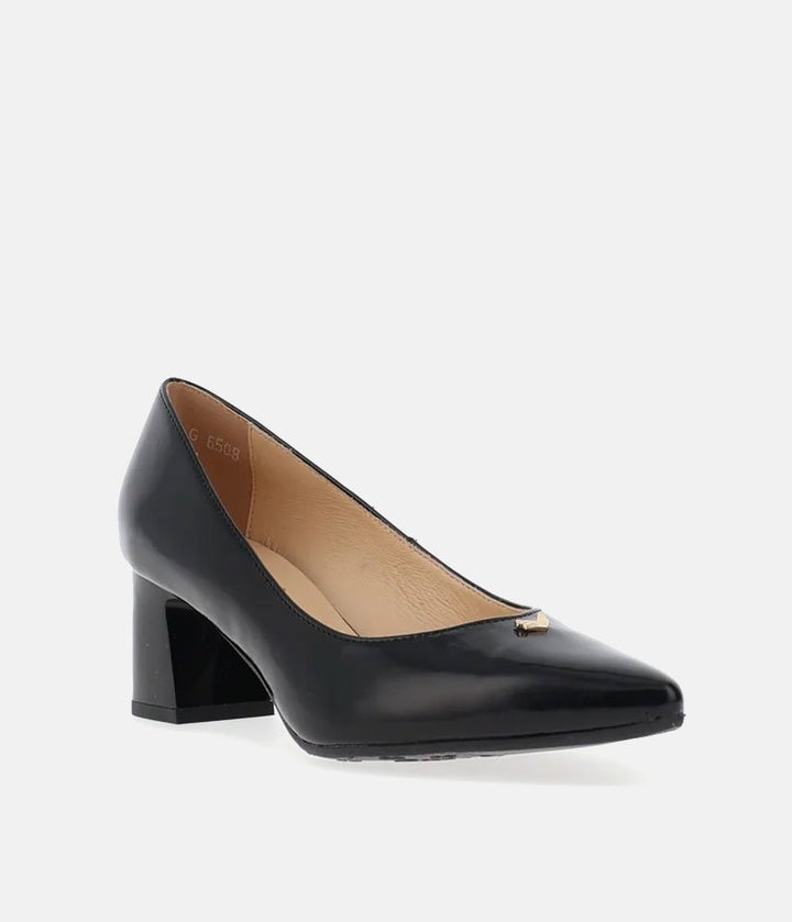 Bioeco Classic Black Patent Block Heel Shoes