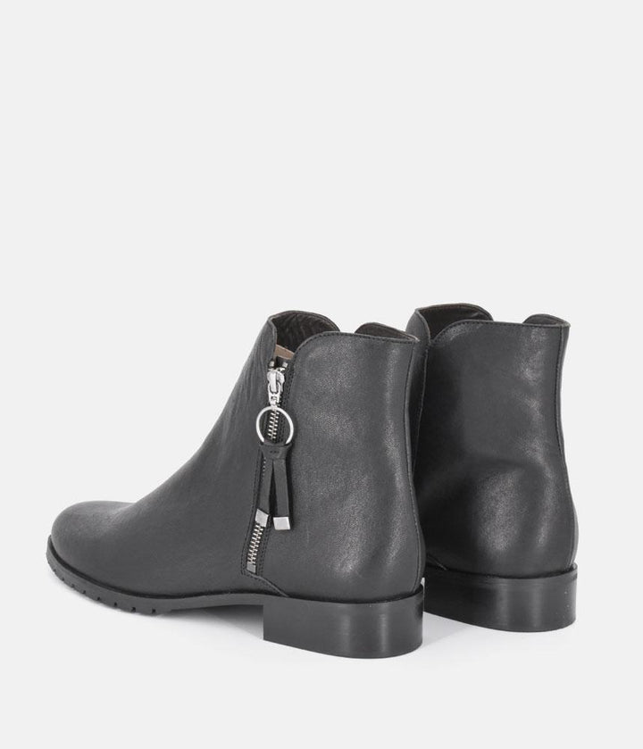 Cinderella Shoes Classic Black Leather Ankle Boots