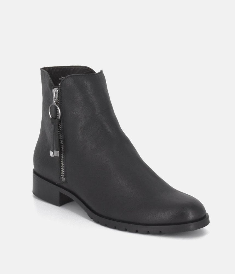 Cinderella Shoes Classic Black Leather Ankle Boots