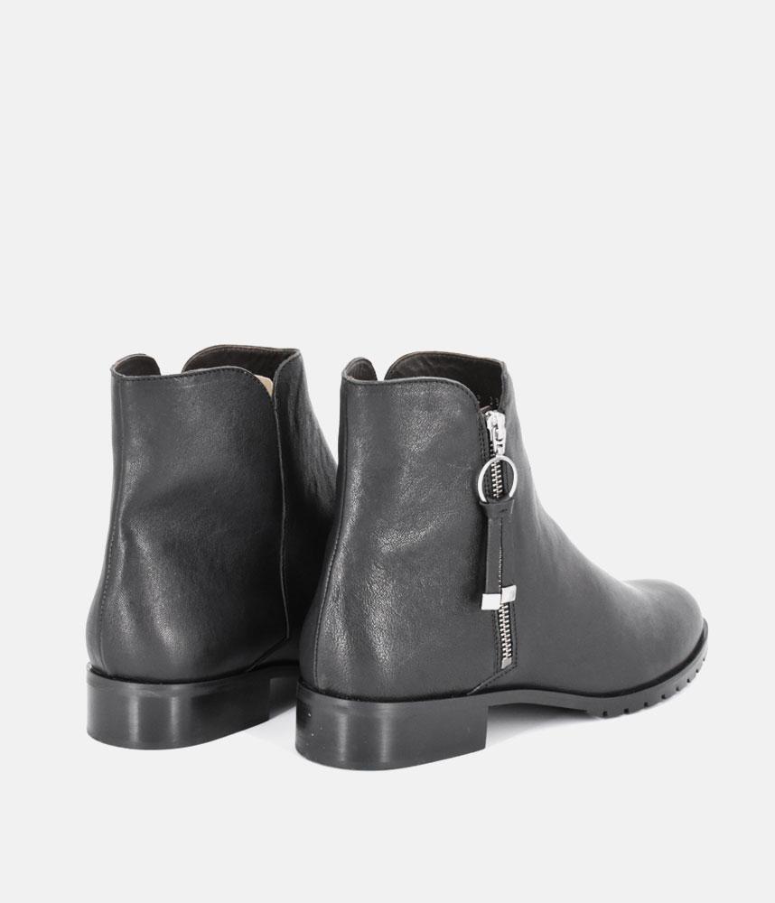 Cinderella Shoes Classic Black Leather Ankle Boots