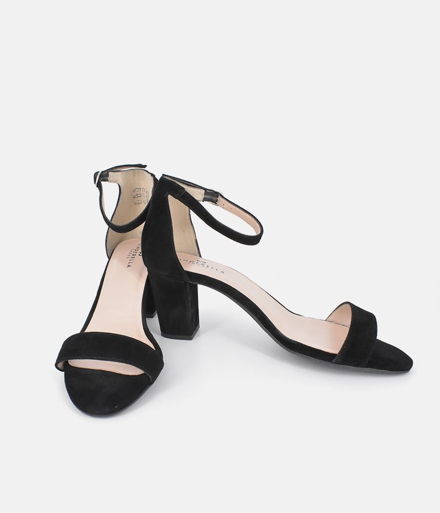 Cinderella Shoes Classic Ankle Strap Suede Block Heels