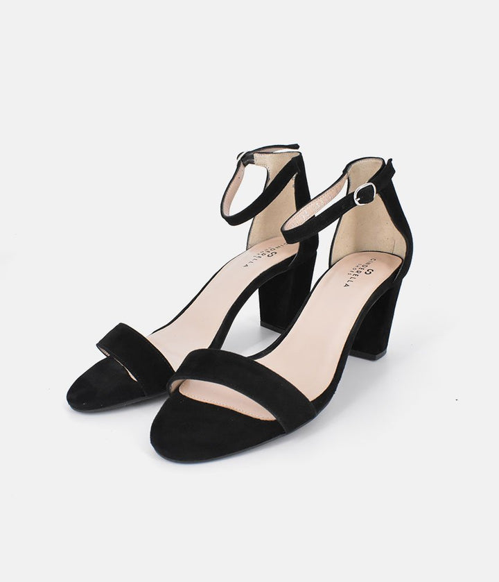 Cinderella Shoes Classic Ankle Strap Suede Block Heels