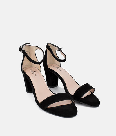 Cinderella Shoes Classic Ankle Strap Suede Block Heels