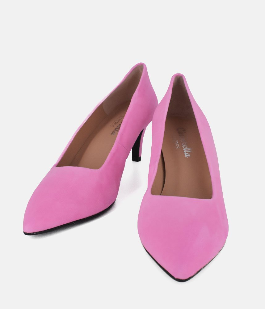 Cinderella Shoes Stylish Pink Suede Heels