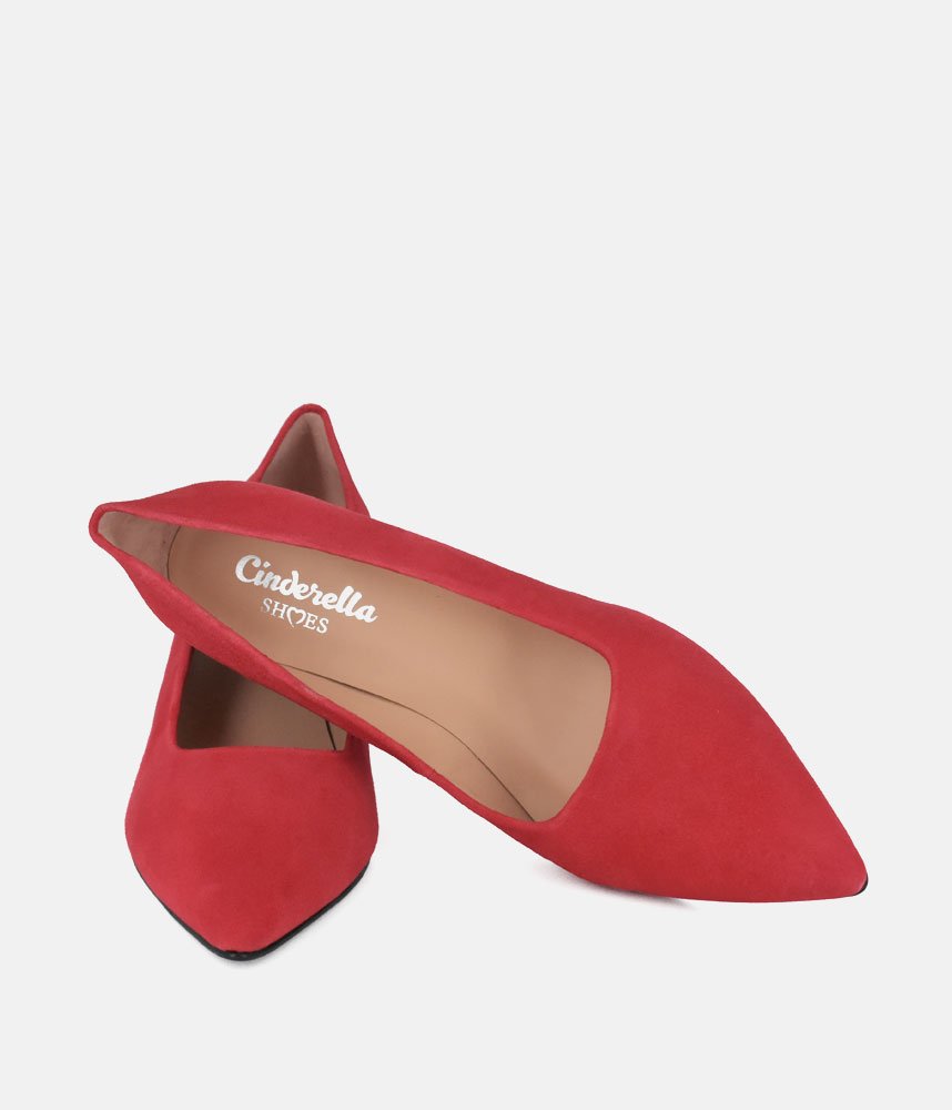 Cinderella Shoes Stylish Red Suede Heels