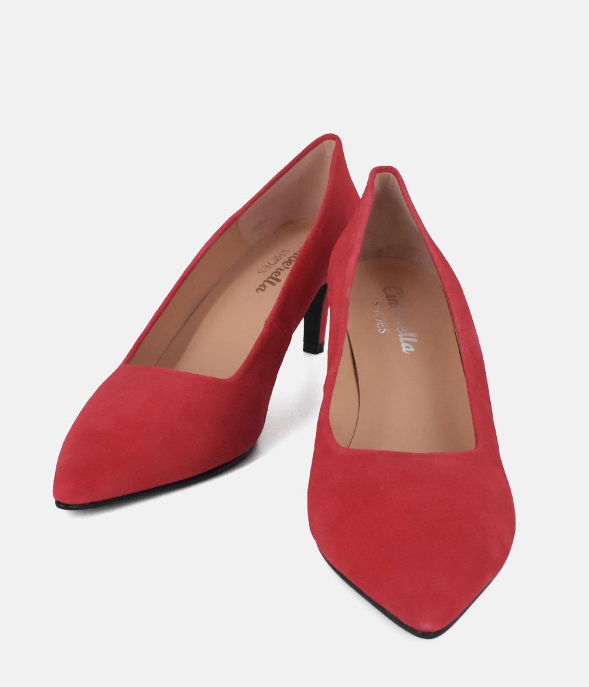 Cinderella Shoes Stylish Red Suede Heels