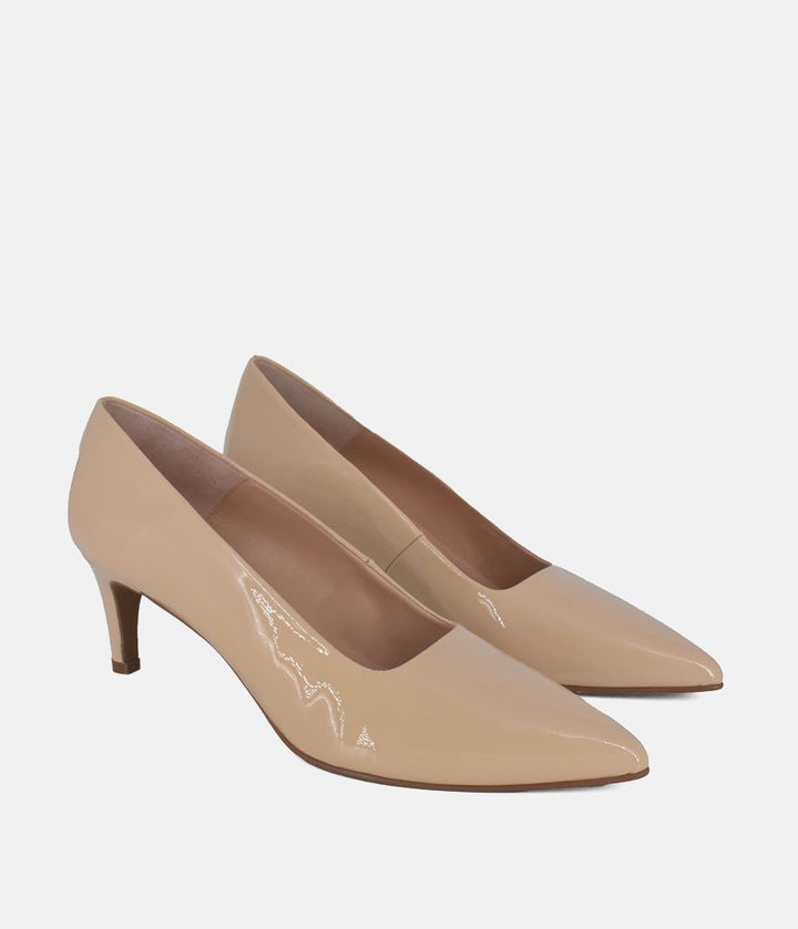 Cinderella Shoes Stylish Beige Patent Heels