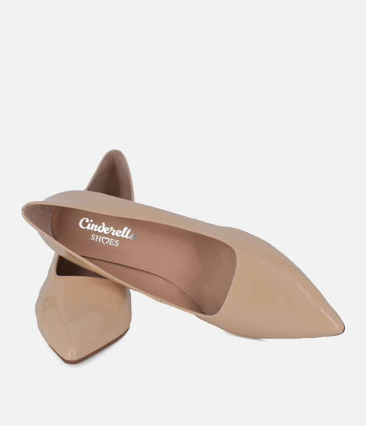 Cinderella Shoes Stylish Beige Patent Heels