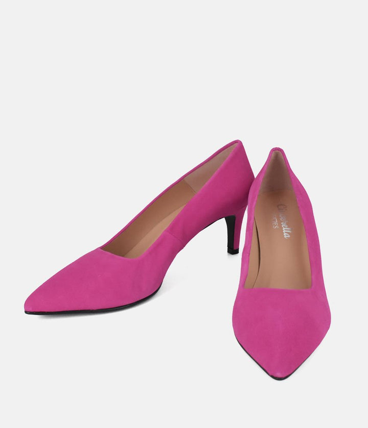 Cinderella Shoes Stylish Hot Pink Suede Heels