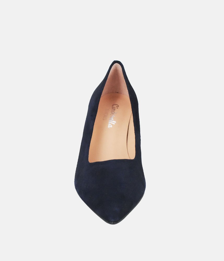 Cinderella Shoes Stylish Navy Suede Heels