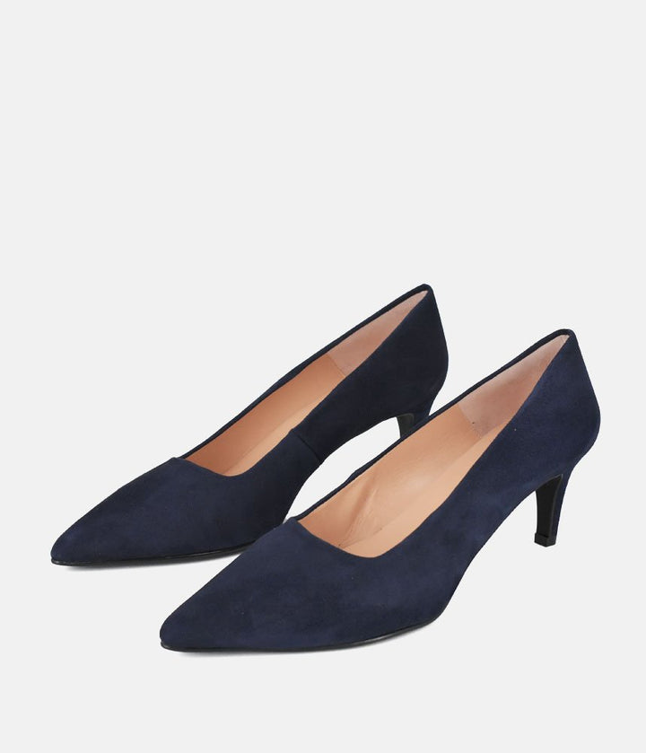 Cinderella Shoes Stylish Navy Suede Heels