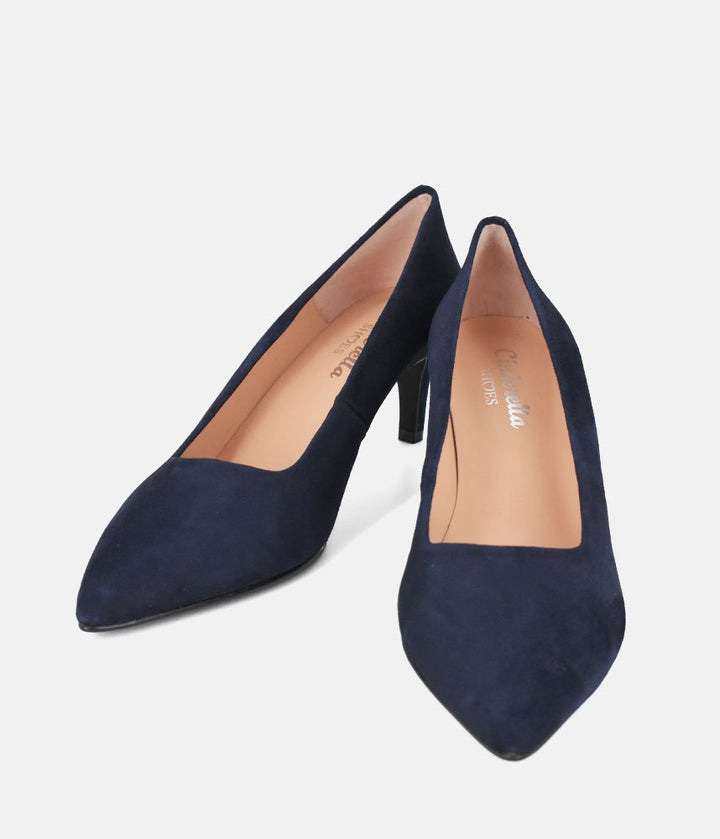 Cinderella Shoes Stylish Navy Suede Heels