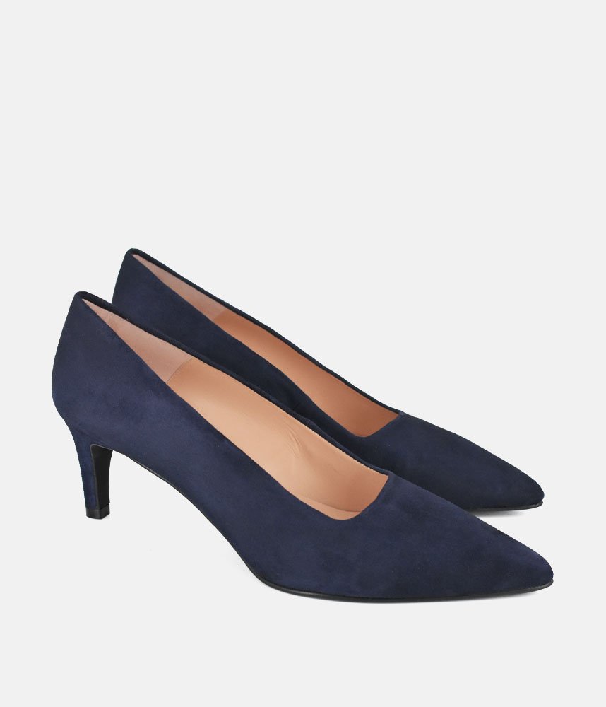 Cinderella Shoes Stylish Navy Suede Heels