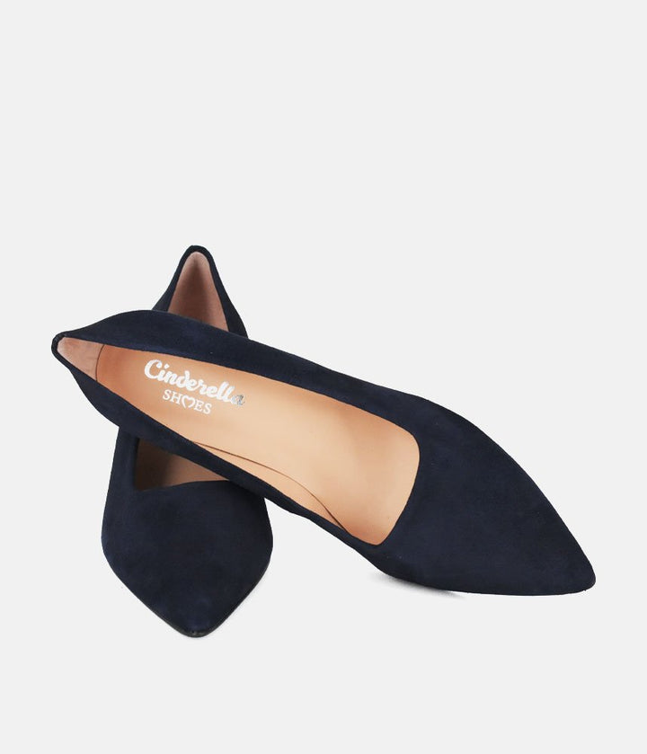 Cinderella Shoes Stylish Navy Suede Heels