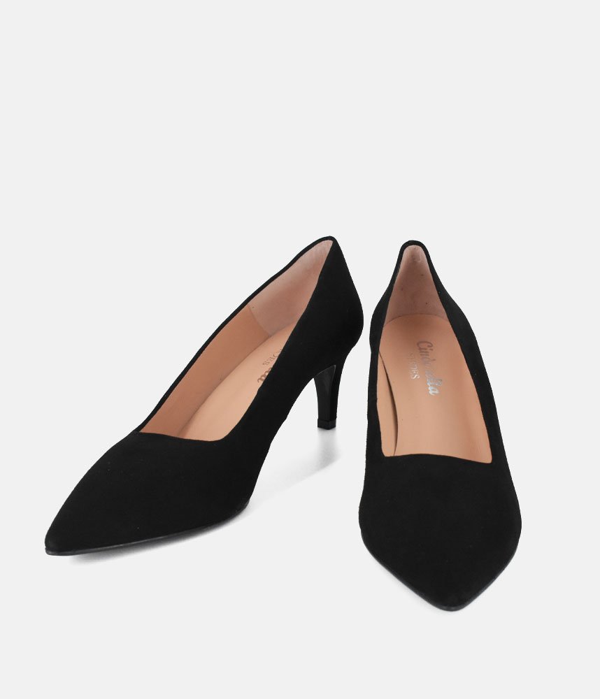 Cinderella Shoes Stylish Black Suede Heels