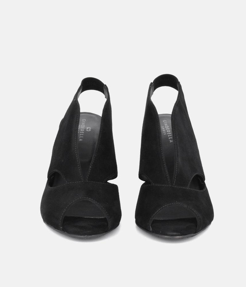 Cinderella Shoes Stylish Black Suede Slingback Sandals