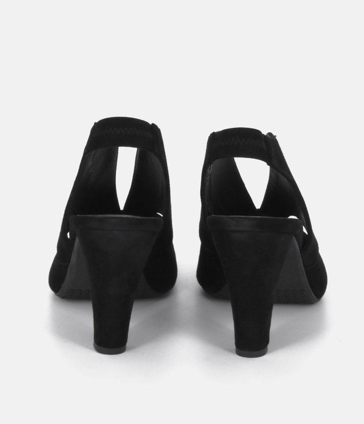 Cinderella Shoes Stylish Black Suede Slingback Sandals