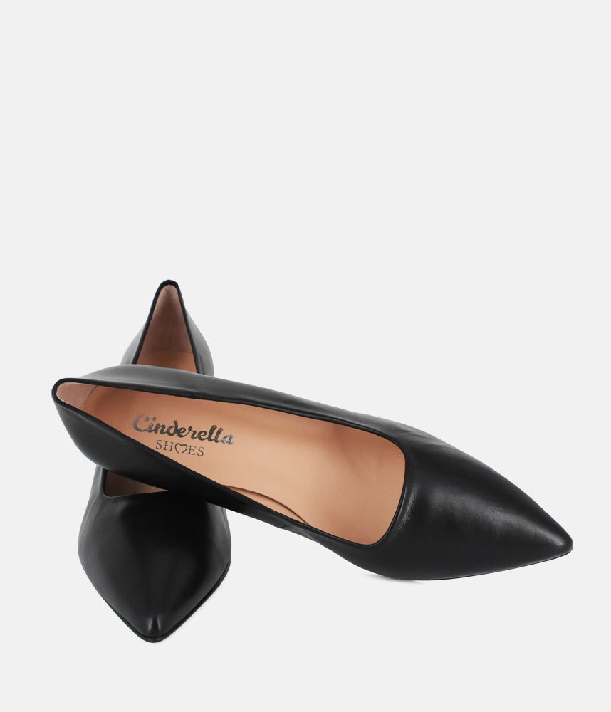 Cinderella Shoes Stylish Black Leather Heels