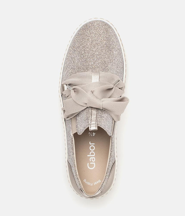 Gabor Glam Beige/Gold Slip On Trainers