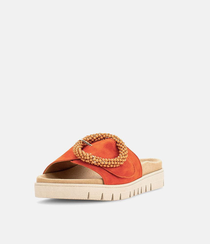 Gabor Stylish Pumpkin Orange Suede Mule Sandals